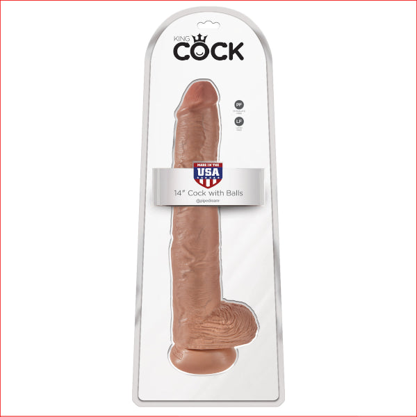 King Cock 14 in Cock with Balls Tan