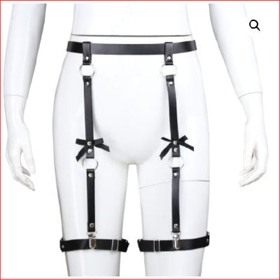 Leather Leg Harness with Bows