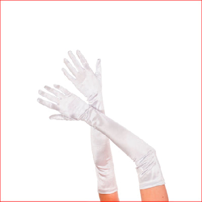 Satin Extra Long Gloves White