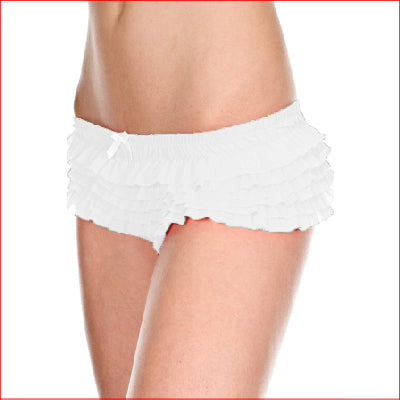117 Soft Ruffle Tanga Short White