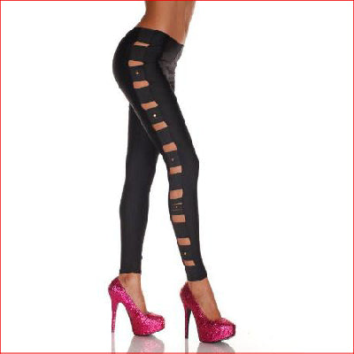 Studs Spandex Footless Leggings Black OS