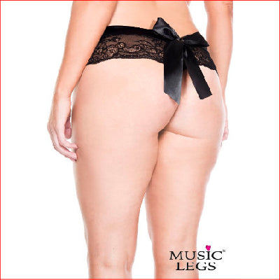 10001Q Back Bow Crotchless Black 3X/4X