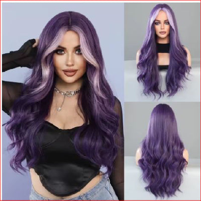 Wigs Long Purple with Lilac Highlight