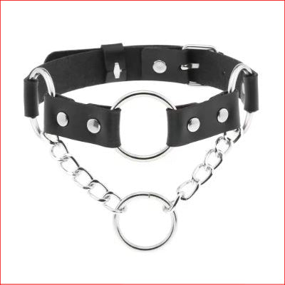 Choker Collar with Silver Chain