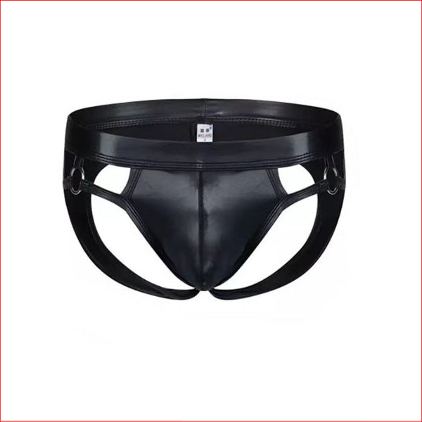 Mens WetLook Jock Strap with Ring Medium