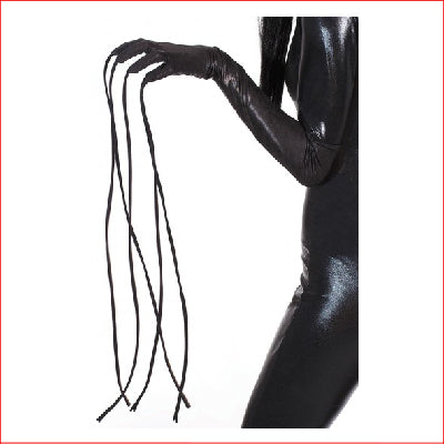 Wet Look Gloves with Attached Whips Black OS