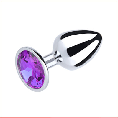 Small Metal Butt Plug Purple Gem