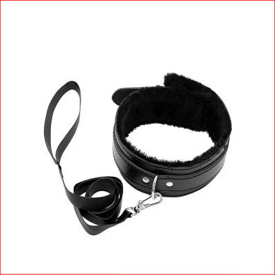 BB Fur Lined Collar & Lead Black
