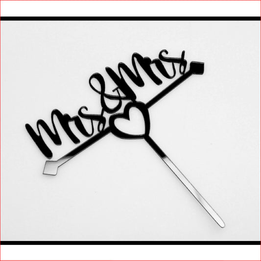 Cake Topper Black Mrs & Mrs flat