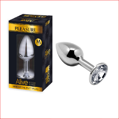 Pleasure Metal Butt Plug White Medium