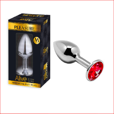 Pleasure Metal Butt Plug Red Medium
