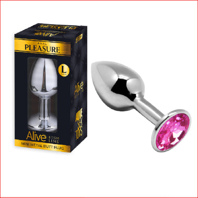 Pleasure Metal Butt Plug Pink Large