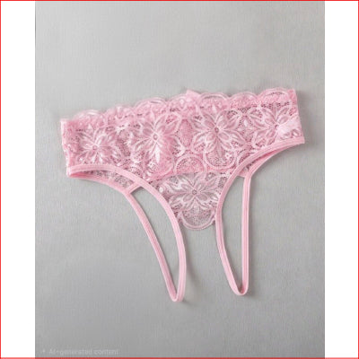Lace Bow Crothchless Pink Large