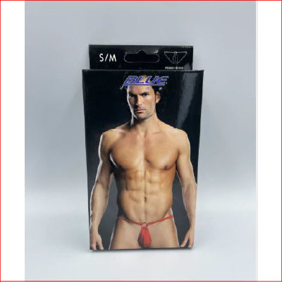 Blue Line Mens Pouch Bikini with Metal Ring Red S/M