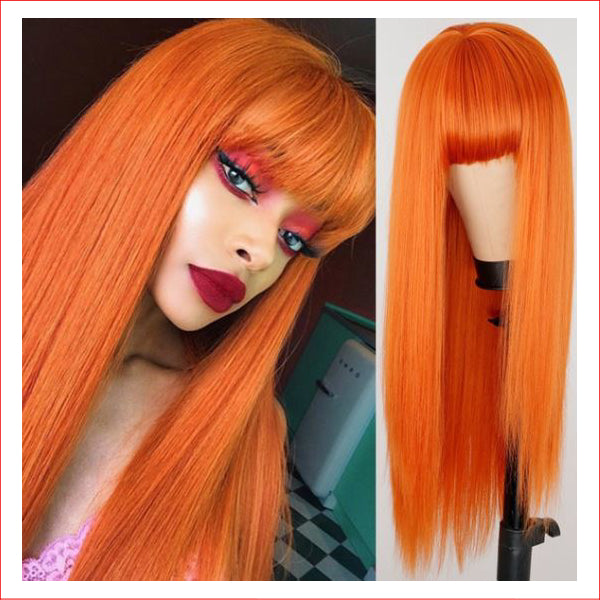 Wig X-Long Orange w Fringe
