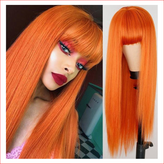 Wig X-Long Orange w Fringe