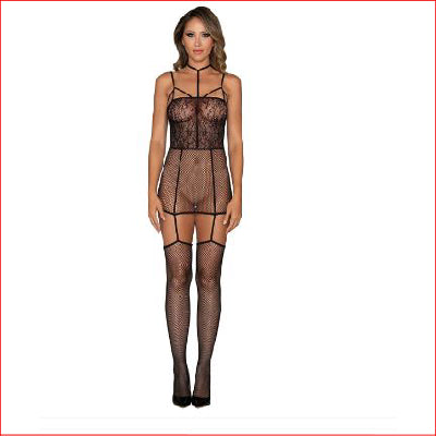 Dreamgirl Black Fishnet Garter Dress