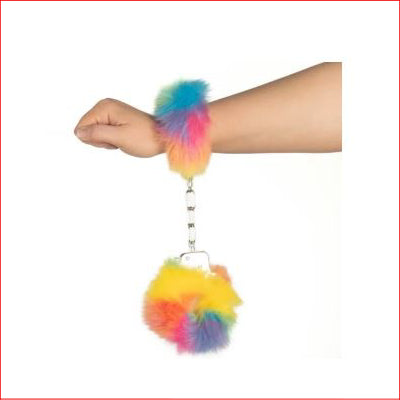 Fluffy Handcuffs Rainbow Pastel