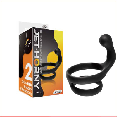 Jet Horny Ring with Ball Strap & Clit Stimulator