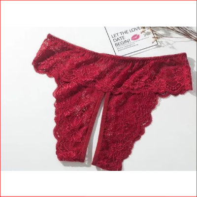Lace Crutchless Burgundy 16-18