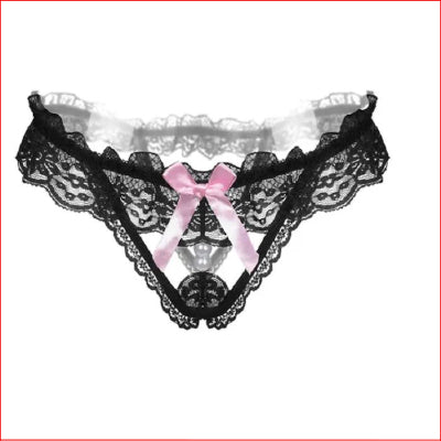 Lace Frill Open Back G-String with Pearl OS