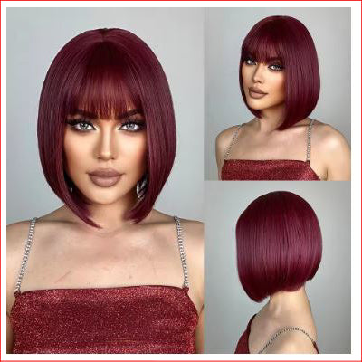 Wig Short Bob Burgundy