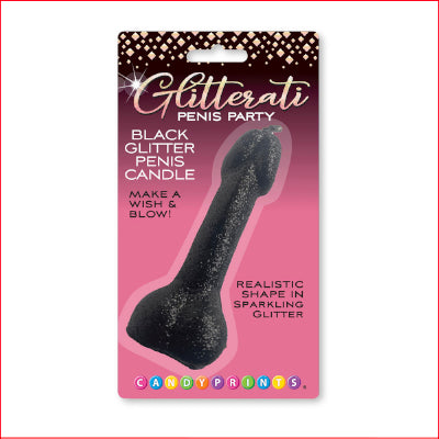 Glitterati Black Glitter Penis Candle