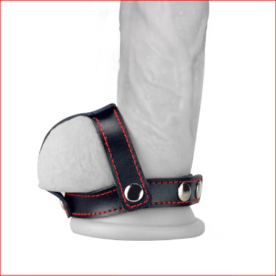 T-Style Leather Cock Ring with Ball Divi