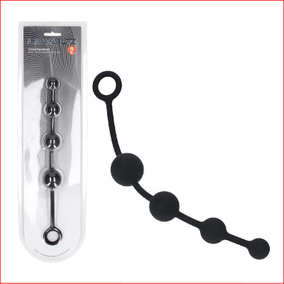 LEVELZ Curved Silicone Anal Beads - Black