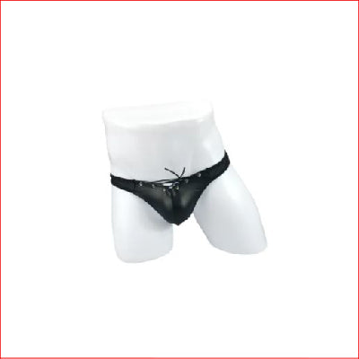 Leather Look Laced Thong