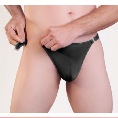 Mens Quick Release Thong Black S/M
