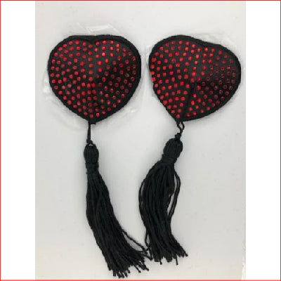 n201 Heart Diamonte Tassle Red