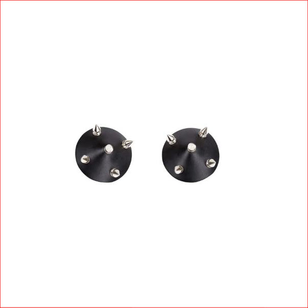 Leather Nipple Pasties Studded Black