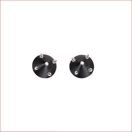 Leather Nipple Pasties Studded Black