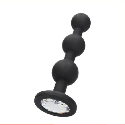 Silicone Beaded Diamond Butt Plug - Blk