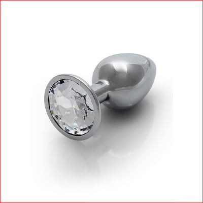 Ouch Metal Butt Plug Silver Diamond Large