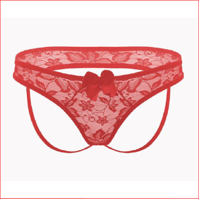 Lace Jill Strap Crotchless Red OS
