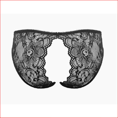 Lace Crotchless Brief Black OS