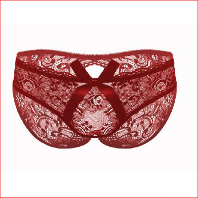 Lace Crotchless Brief Wine OS