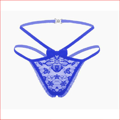 Lace Crotchless Panty Blue OS