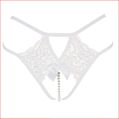 Crotchless Pearl G-String White O/S