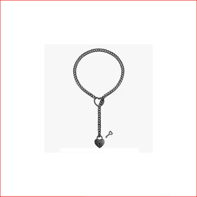 Heart Chain Choker Collar Pewter