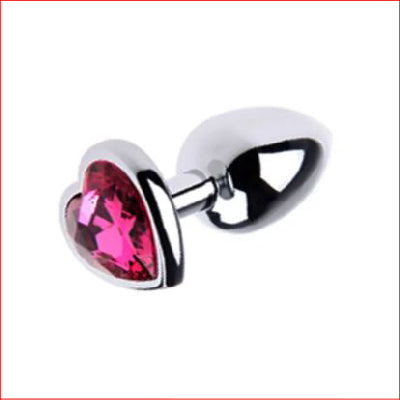 Large Metal Butt Plug Pink Heart Gem