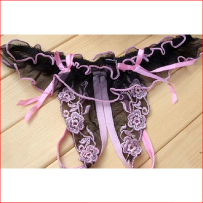 Tanga Crutchless G-String Black/Baby Pink