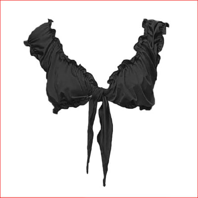 School Girl Top Tie Front Black OS