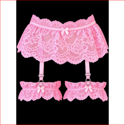 Floral Lace att Garter Pink Large