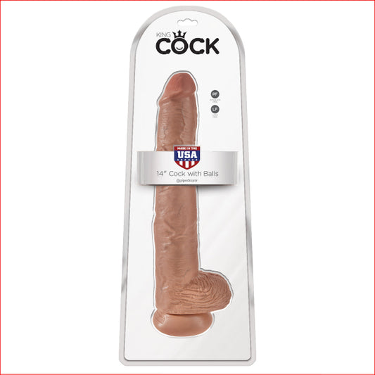 King Cock 14 in Cock with Balls Tan
