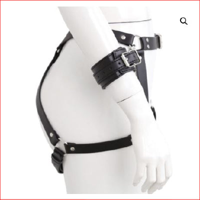 Leather Bum Harness w Wrist Restraints