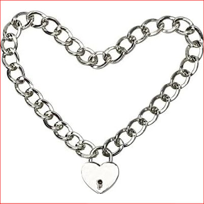 1020 Black Chain Collar with Heart Lock