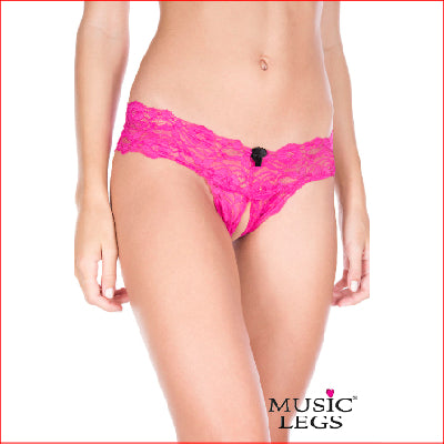 Crotchless Lace Panty M/L Hot Pink